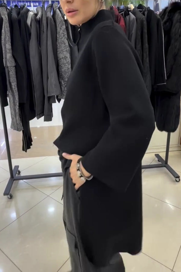 Solid Color Zipper Long-sleeved Irregular Casual Jacket