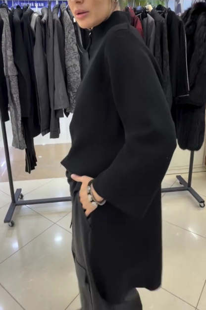 Solid Color Zipper Long-sleeved Irregular Casual Jacket