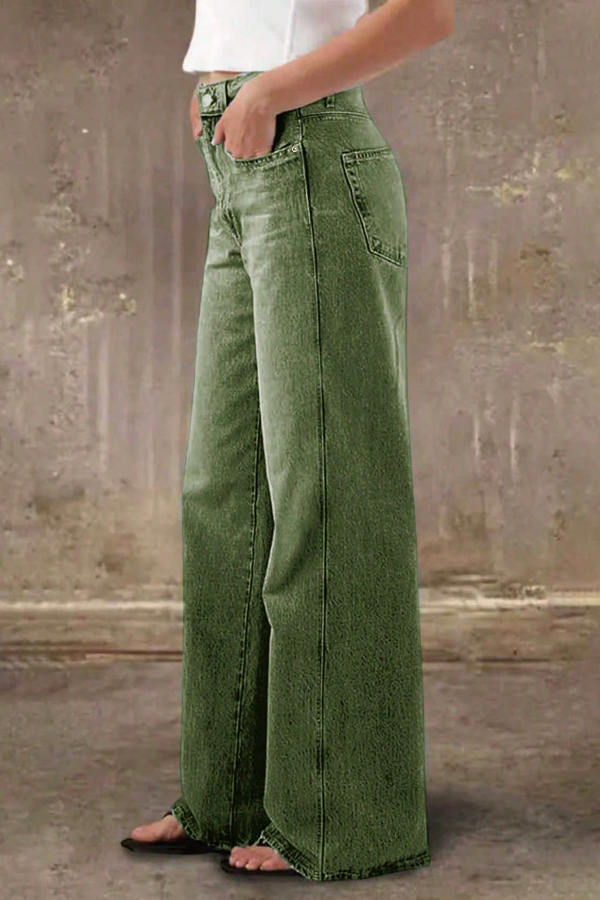 Stylish Casual Pocket Loose Straight Leg Jeans