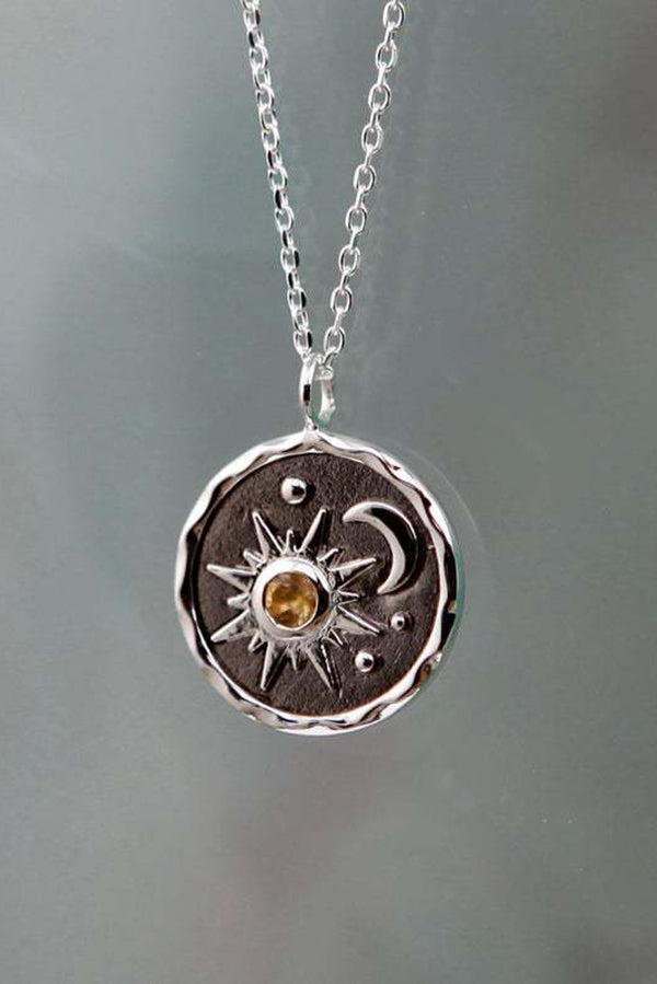 Vintage Sun Moon Exquisite Zircon Necklace-consonak