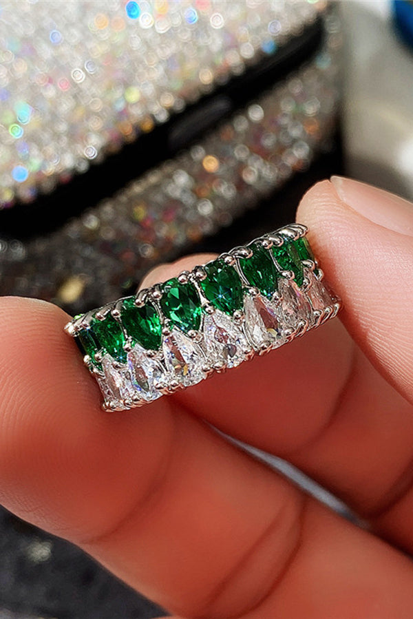 Light Luxury Double Row Drop Zircon Ring | Consonak