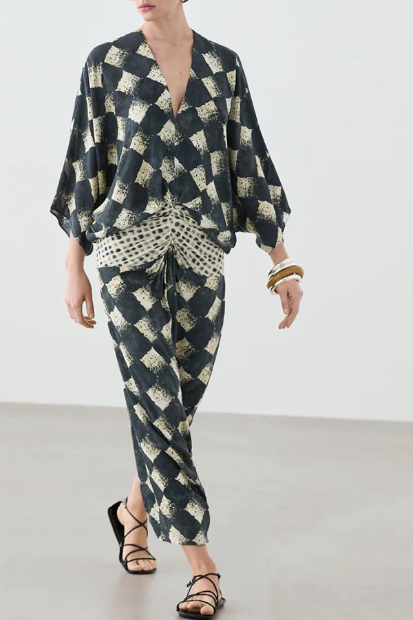 Nomad Diamond Print Kaftan Maxi Dress-Consonak