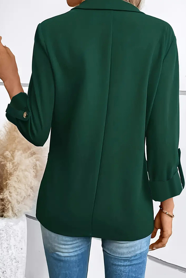 Solid Color Casual Long Sleeve Lapel Blazer-consonak