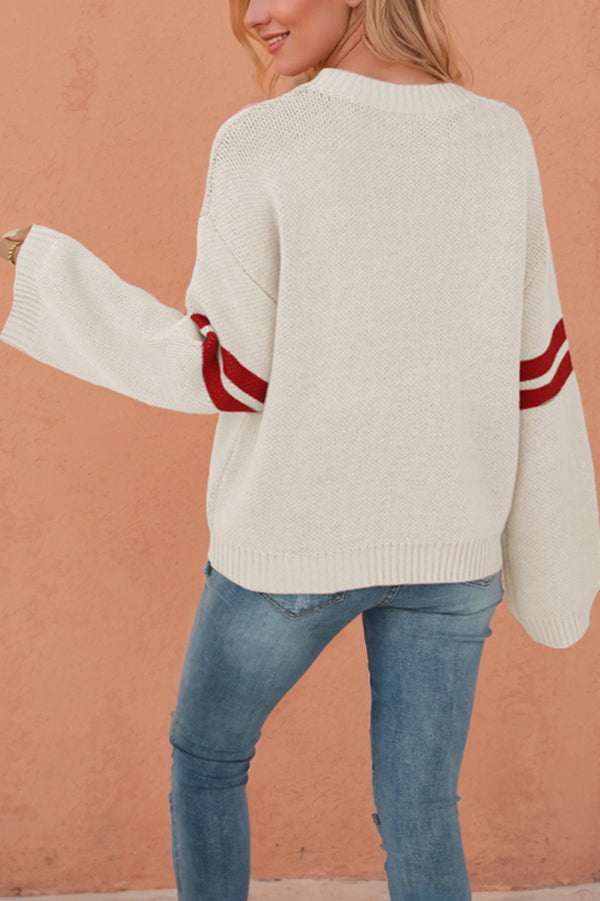 Fashionable Heart-shaped Jacquard Long-sleeved Loose Knit Sweater-consonak