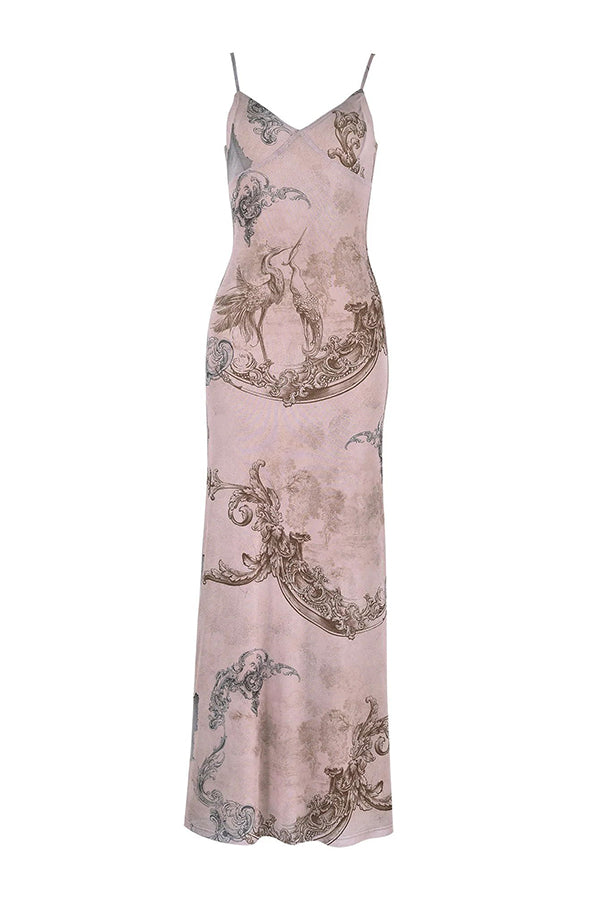 Reveling in The Unknown Floral Print Slip Stretch Maxi Dress-consonak