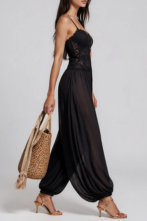 Aria Lace Bodice Boho Jumpsuit-Consonak