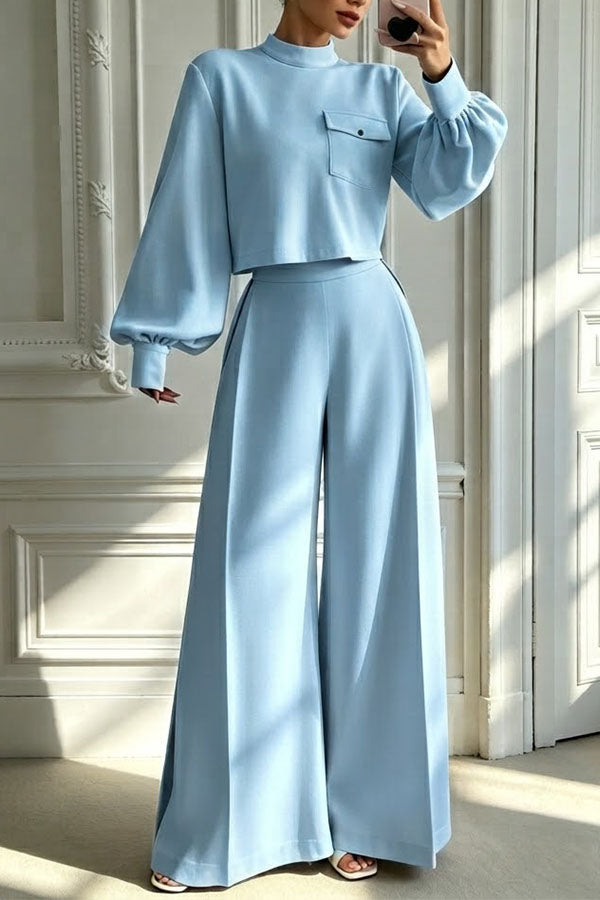 The Ultimate Chic Matching Set: Crop Top & Wide-Leg Pants-Consonak
