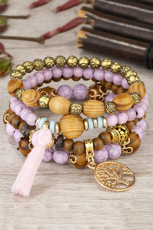 Bohemian Multi-layered Wood Beaded Bracelet-consonak