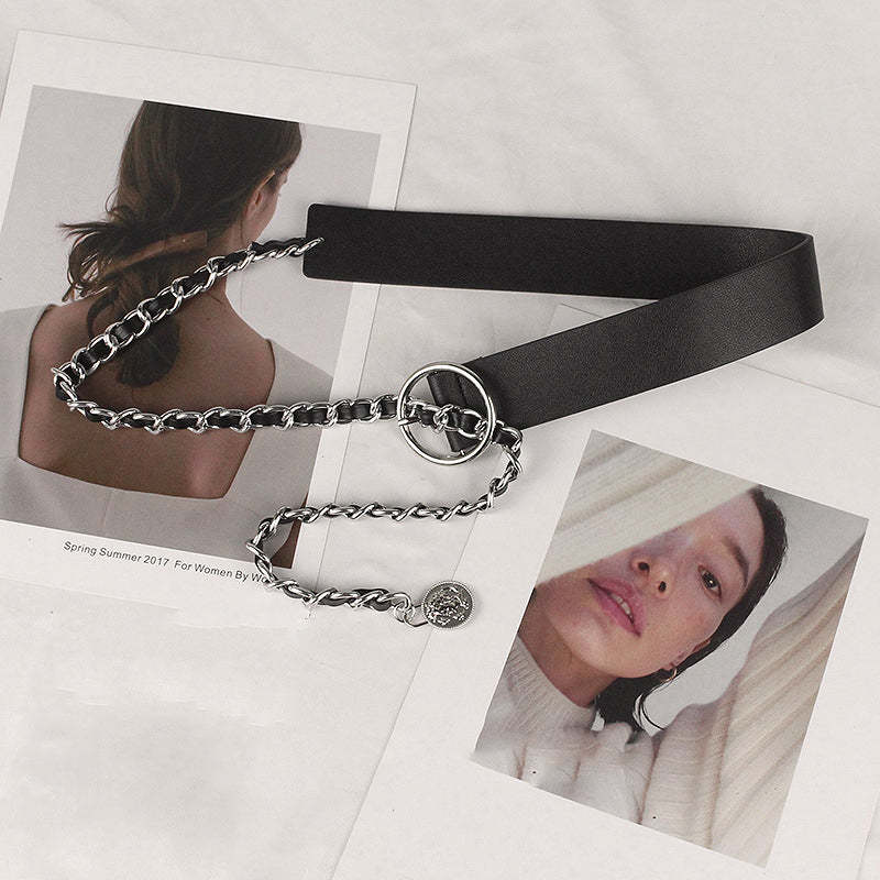 Retro Fashion Pu Leather Chain Belt-consonak