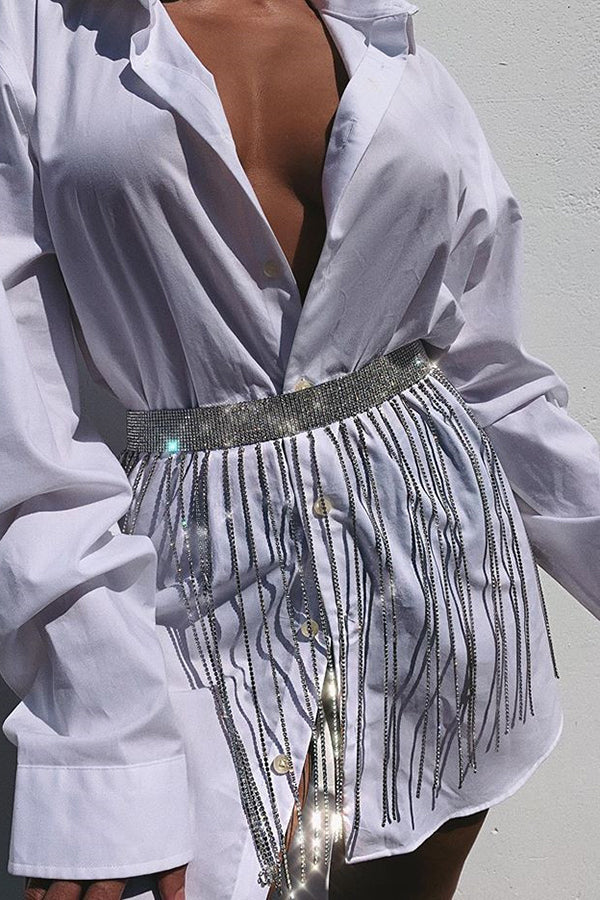 Fashionable Tassel Rhinestone Chain Waist Necklace-consonak
