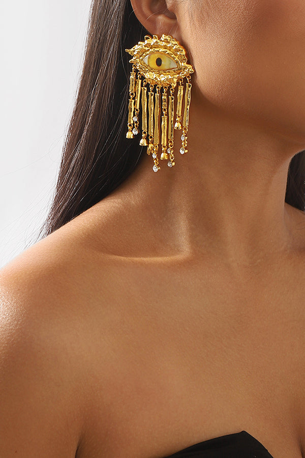 Vintage Evil Eye Tassel Earrings-consonak