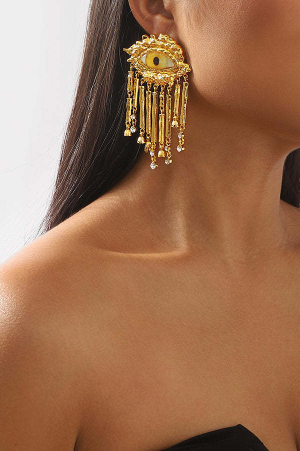 Vintage Evil Eye Tassel Earrings-consonak