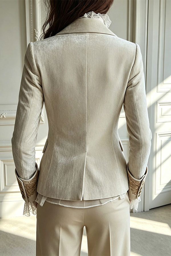 Aurelia Vintage Velvet Embroidered Blazer-Consonak