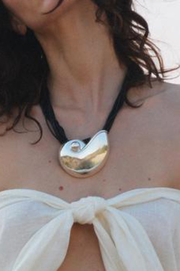 Fashionable Marine Style Shiny Conch Pendant Necklace and Earrings-consonak