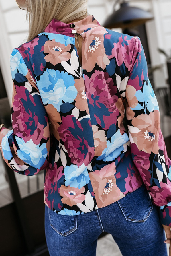 Floral Print Loose Long Sleeve Elegant Shirt-consonak