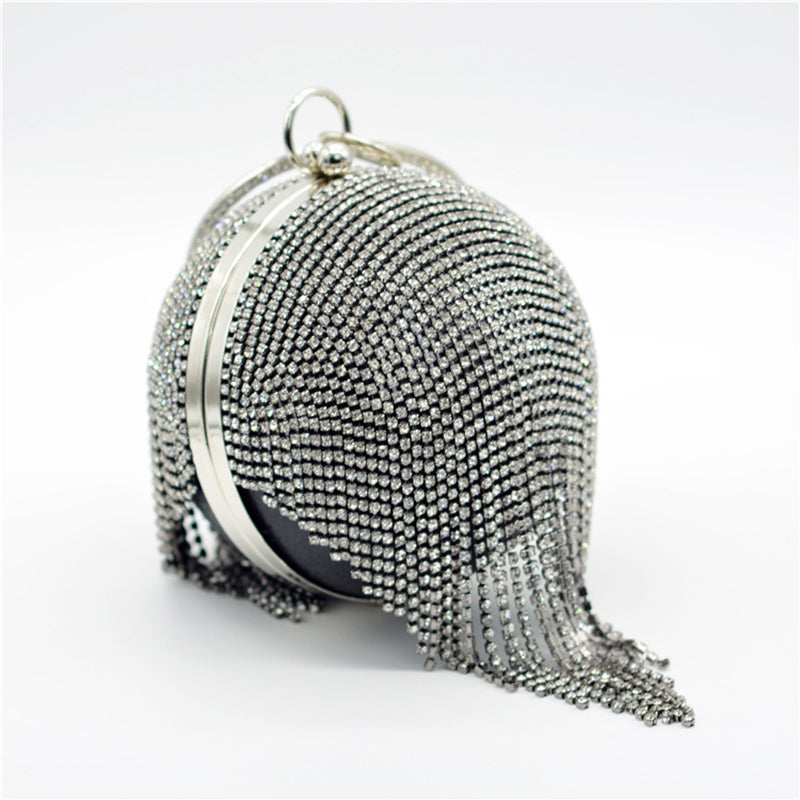 Fashionable Tassel Diamond Ball Evening Handbag-consonak