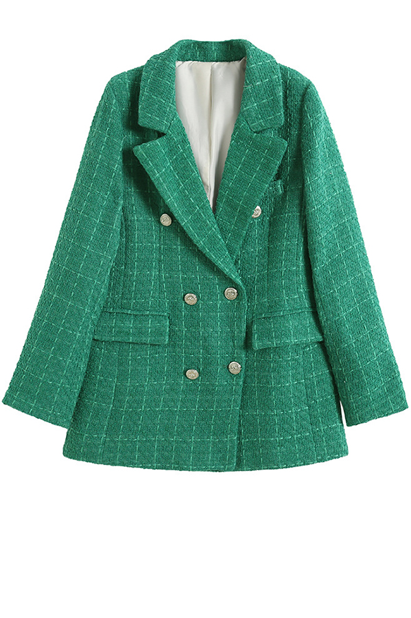 Arlo Tweed Textured Fabric Metal Buckle Pocket Lapel Relaxed Blazer-consonak