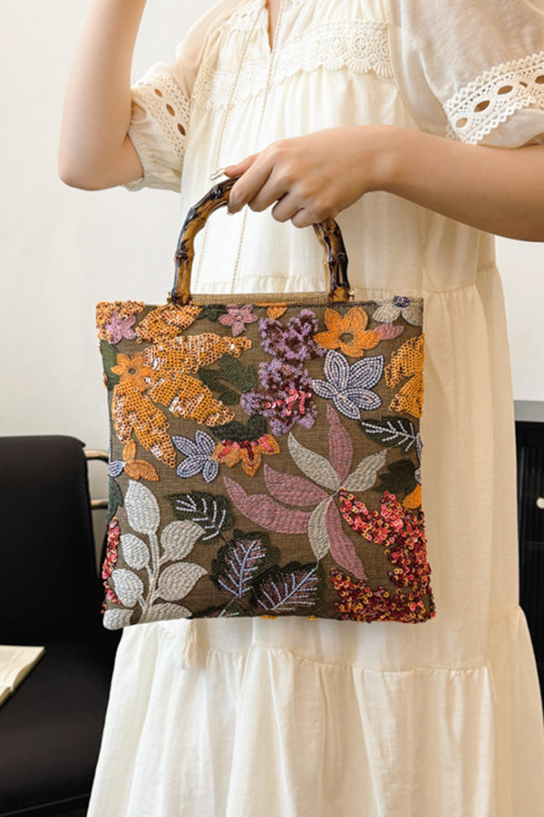 Colorful Sequin Vintage Embroidery Tote Bag | Consonak