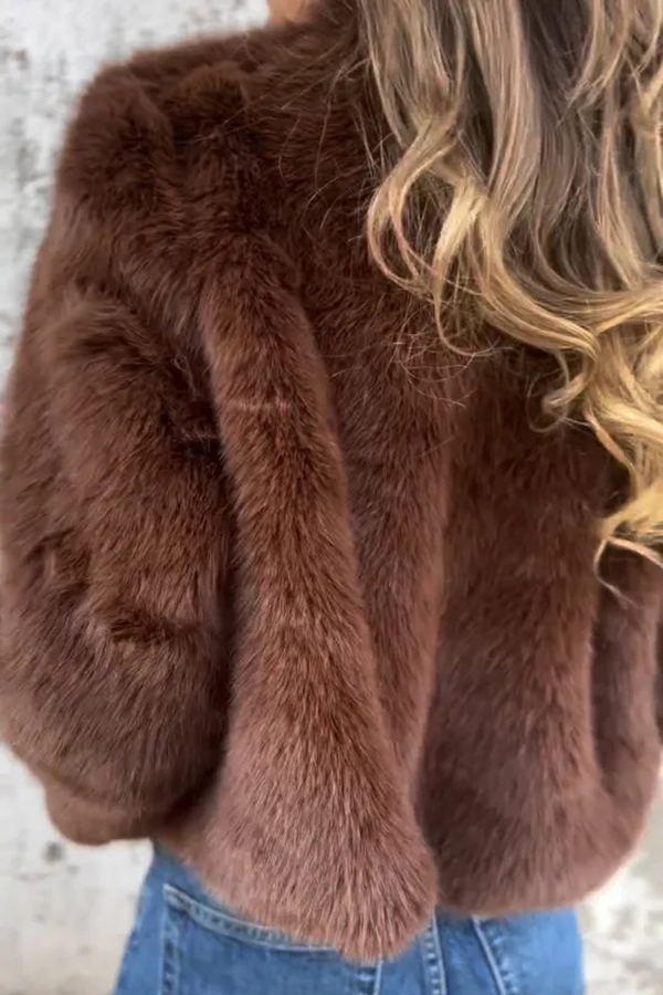 Stylish Faux Fur Turtleneck Zipper Casual Jacket | Consonak