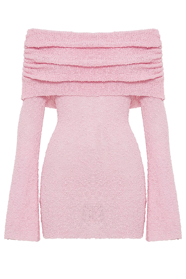 Fashionable and Sexy Off-shoulder Long-sleeved Mini Dress-consonak