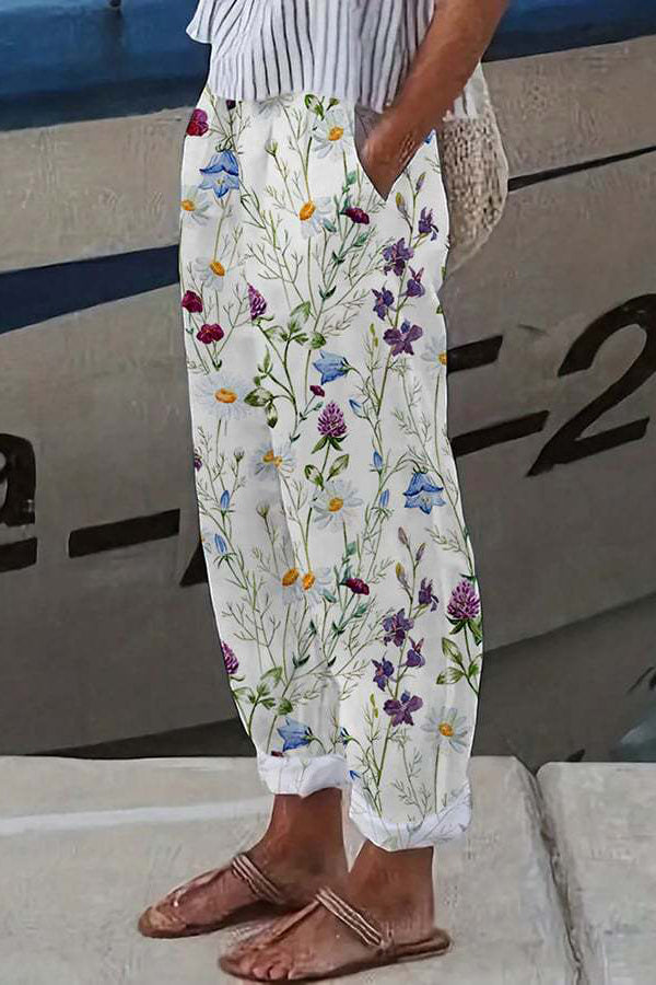 Casual Unique Printed Button Pocket Pants-consonak