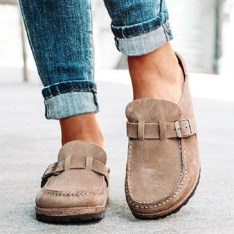British Style Belt Buckle Flat Casual Shoes for Women | Consonak
