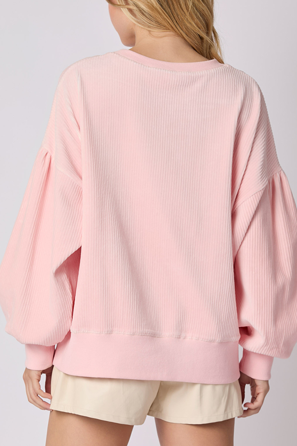 Christmas Egg Sequined Long Sleeve Loose Sweatshirt-consonak