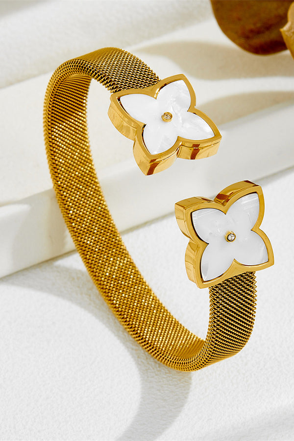 Fashionable Four-leaf Flower Metal Bracelet-consonak