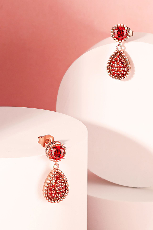 Sterling Silver Drop Tassel Rose Gold Stud Earrings-consonak