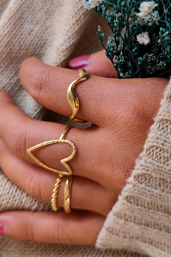 Personalized Hollow Line Heart-shaped Adjustable Ring-consonak