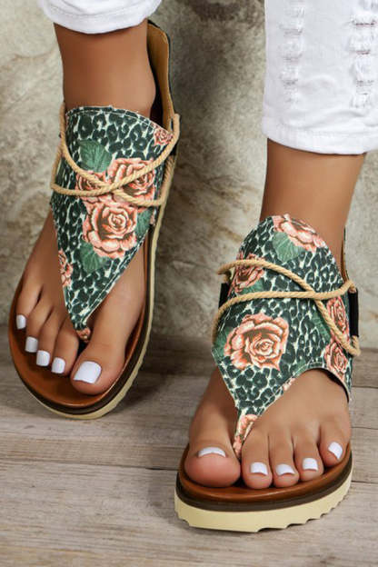 Independence Day Summer New Printed Back Zipper Roman Beach Sandals-consonak