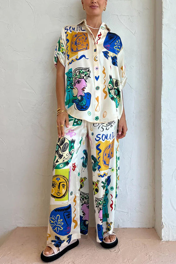 Meralda Unique Print Elastic Waist Pocketed Wide Leg Pants-consonak