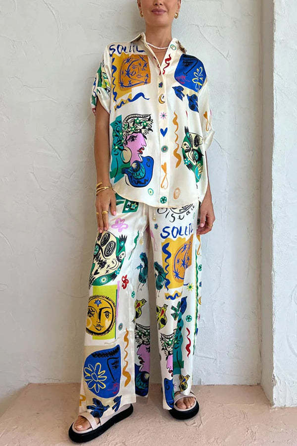 Meralda Unique Print Elastic Waist Pocketed Wide Leg Pants-consonak