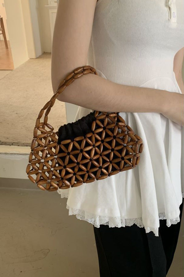 Wood Beaded Cutout Tote Bag-consonak