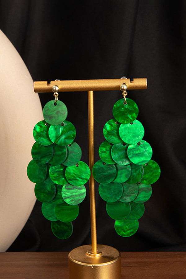 Resort Style Colorful Round Shell Tassel Earrings-consonak