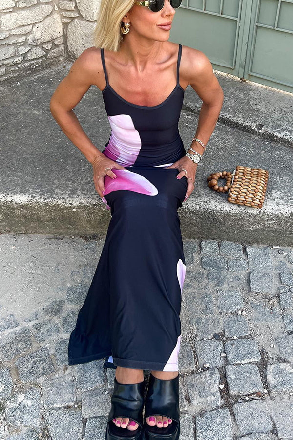 Romantic Beginnings Lily Floral Slip Stretch Vacation Maxi Dress-consonak