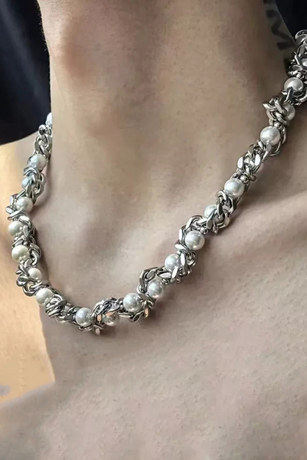 Fashionable Iris Elegant Silver Pearl Necklace | Consonak