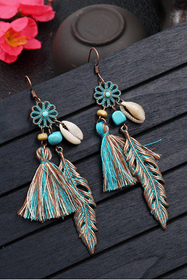 Fashionable Hollow Carved Alloy Tassel Retro Earrings-consonak