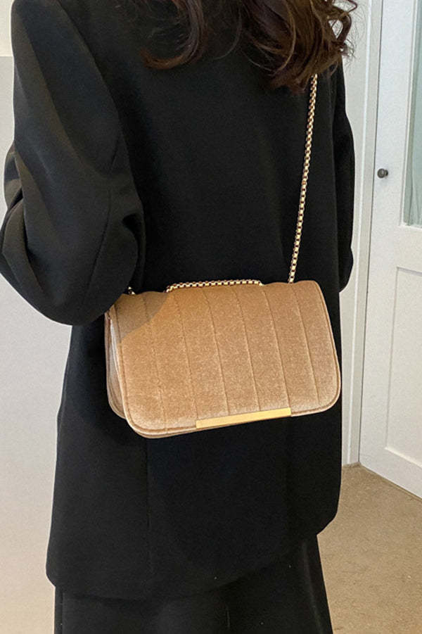Fashionable Velvet Stylish Chain Simple Crossbody Bag-consonak
