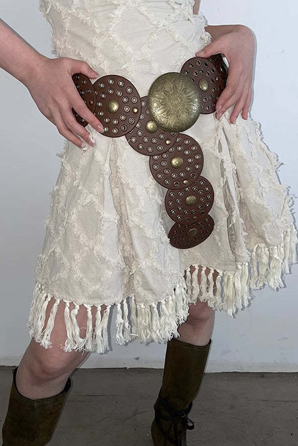 Ethnic Retro Round Hollow Belt-consonak