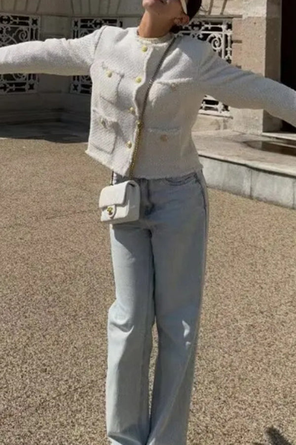 Joy To The World Tweed Metal Button Pocket Jacket-consonak