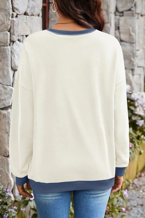 Fashionable Contrasting Color Loose Long-sleeved Casual Sweatshirt-consonak