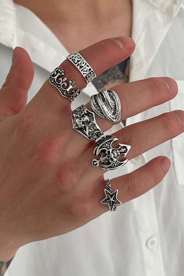 Dark Punk Retro Ring Set-consonak