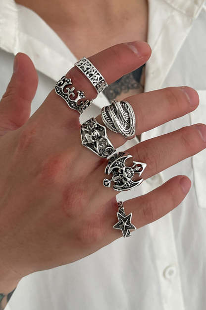 Dark Punk Retro Ring Set-consonak