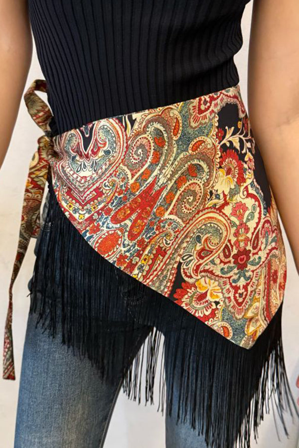Bohemian-style Triangular Scarf Belt with Tassels-Consonak