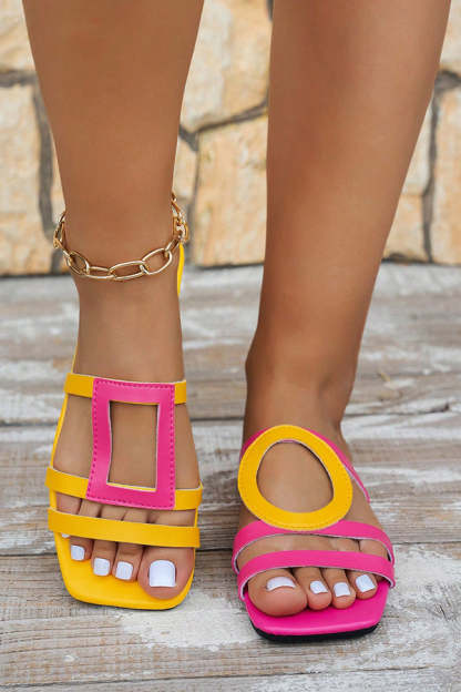 Fashionable and Casual Color-blocked Simple Flat Sandals-consonak