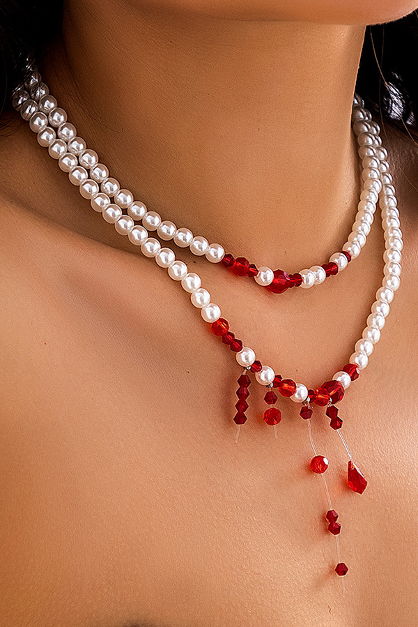 Gothic Blood Drop Tassel Halloween Personalized Necklace-consonak