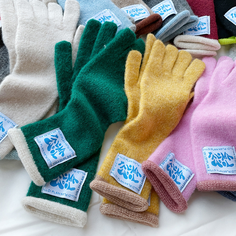 Solid Color Macaron Color Warm Knitted Touch Screen Gloves-consonak