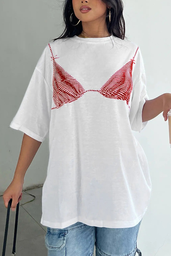 Fashionable Printed Loose Crew Neck Short Sleeve Casual T-Shirt | Consonak