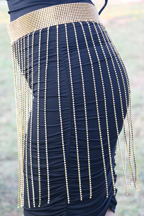 Fashionable Tassel Rhinestone Chain Waist Necklace-consonak
